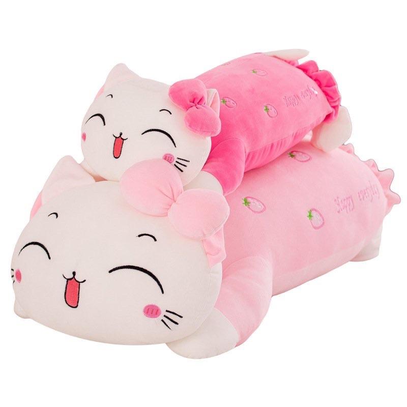 Gấu Bông Mèo Kitty Nơ Dâu - Gối Ôm Gấu Bông Mina