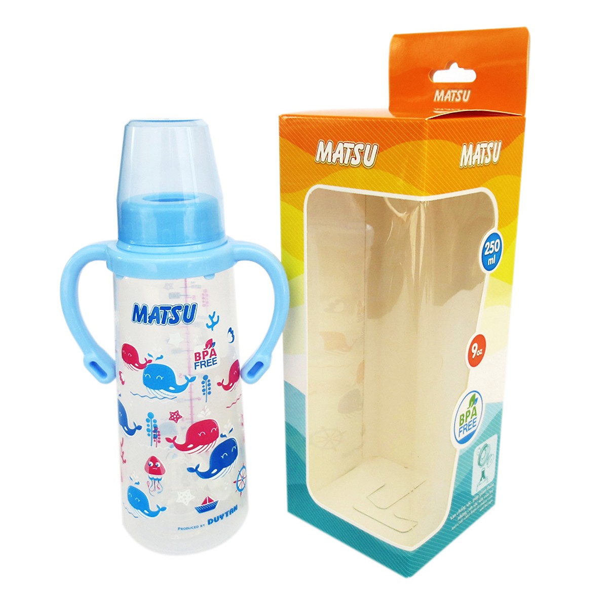 Bình sữa MATSU Duy Tân 250ml Có quai No.1207 - Giao màu ngẫu nhiên