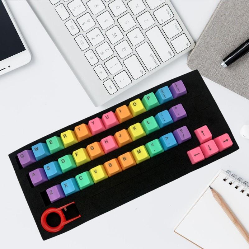 HSV 37 Keys Rainbow Gradient Keycaps ABS Backlit Keycaps Set With Key Puller for DIY