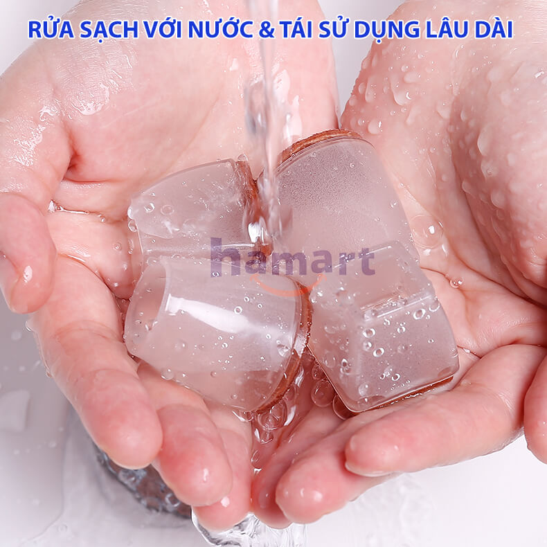 SET 4 Đệm Lót Chân Bàn Ghế Vuông Tròn Chống Ồn Hamart Bọc Chân Ghế Gỗ Silicone Chống Xước Sàn Nhà