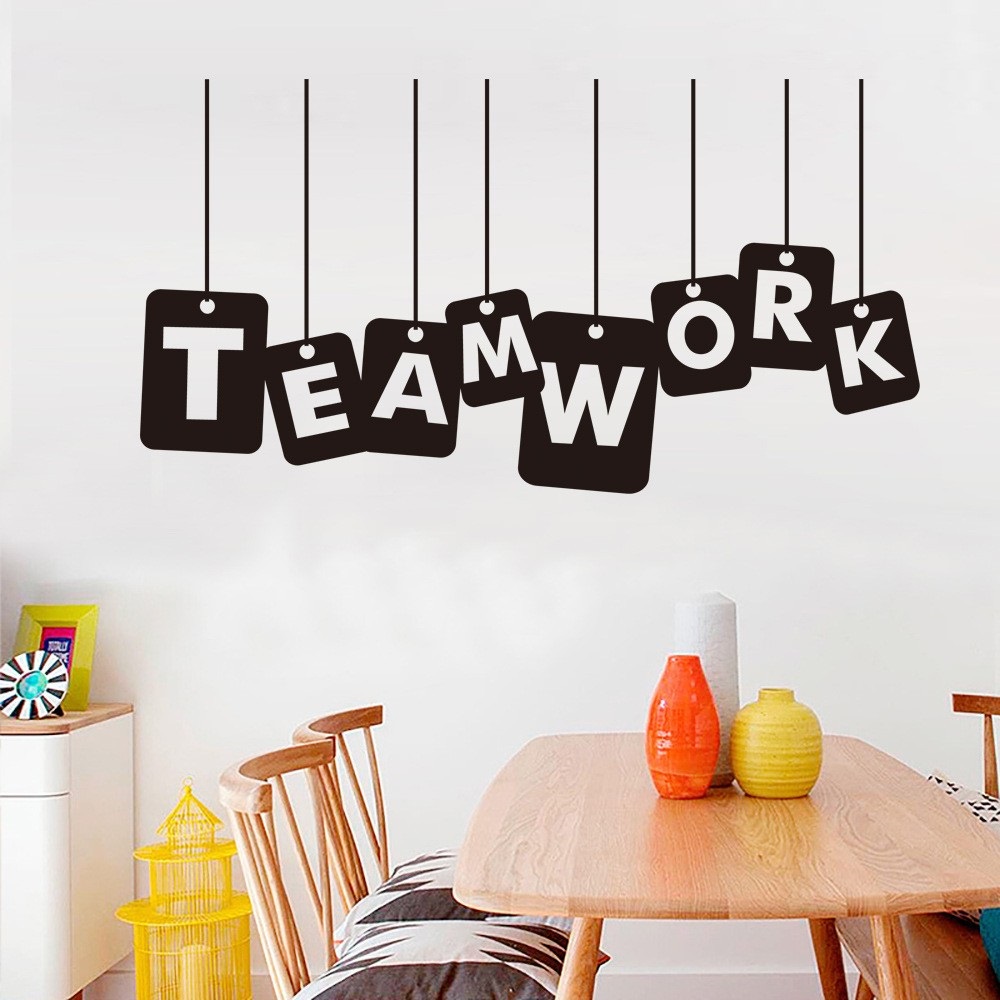 Decal dán tường chữ TEAMWORK kiểu dáng treo tường truyền động lực ý nghĩa