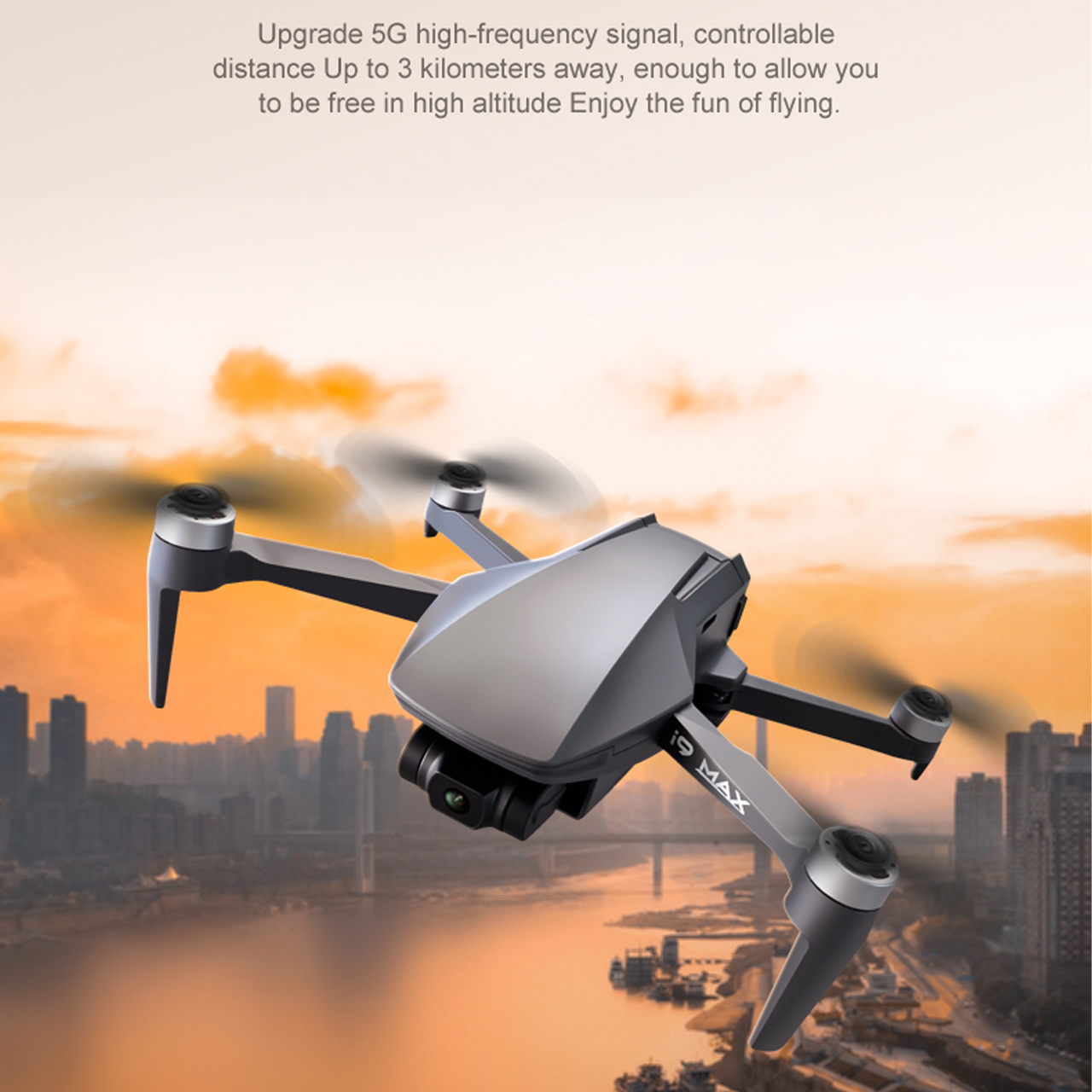 Flycam mini giá rẻ camera 4k i9 Max - Máy bay flycam thế hệ mới gimbal 3 trục, G.P.S, bay 3km, thời gian bay 25 phút, động cơ không chổi than, cảm biến chống va chạm - hàng chính hãng