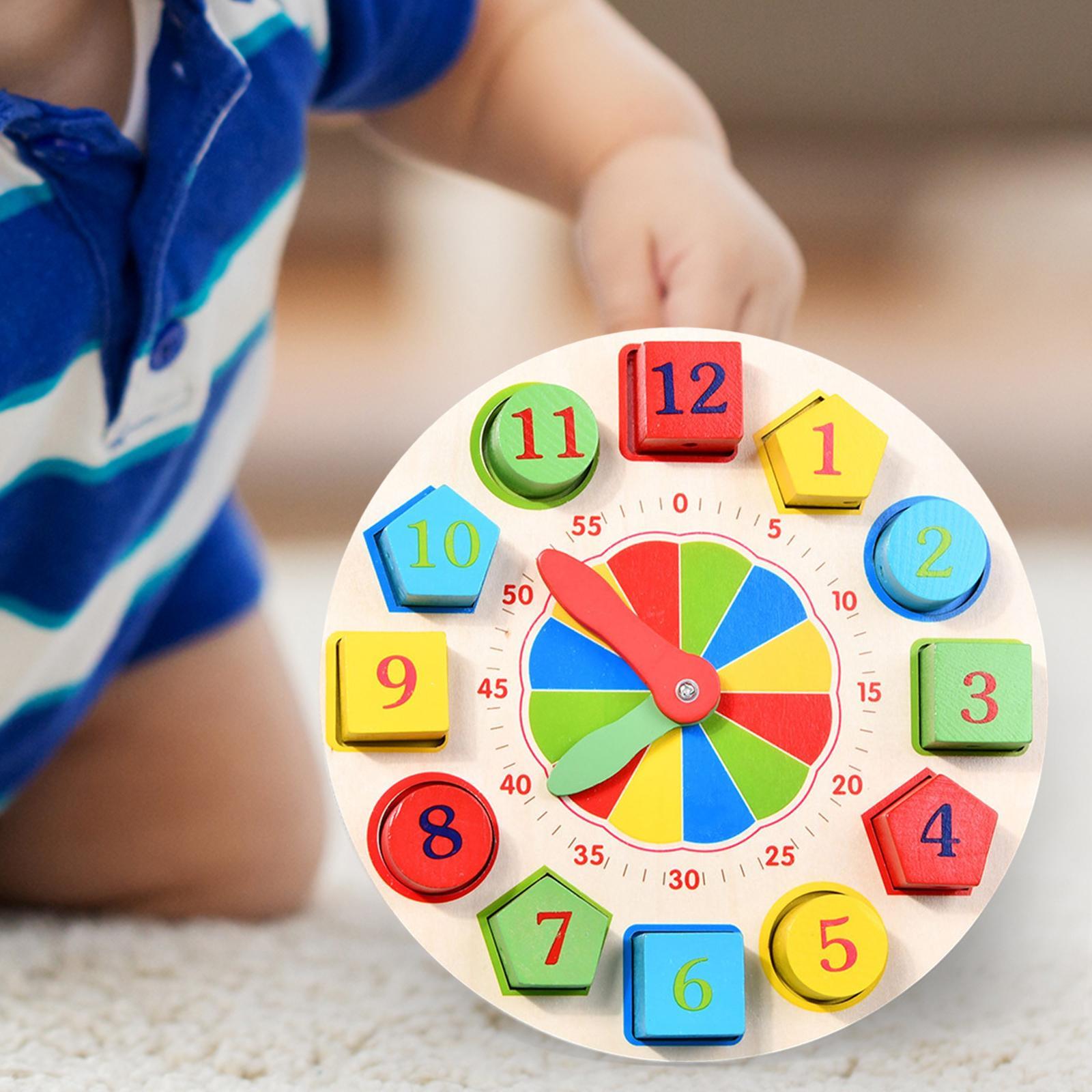 Montessori Wooden Clock Toys Wooden Lacing Threading Toys for Baby Boys