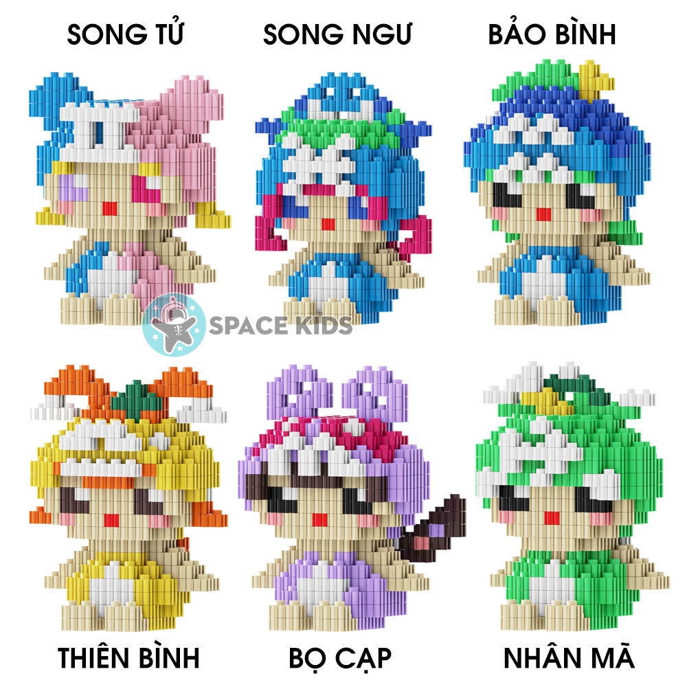 Đồ chơi cho bé lắp ráp mô hình 3d mini, mô hình 12 cung hoàng đạo dễ thương cho bé