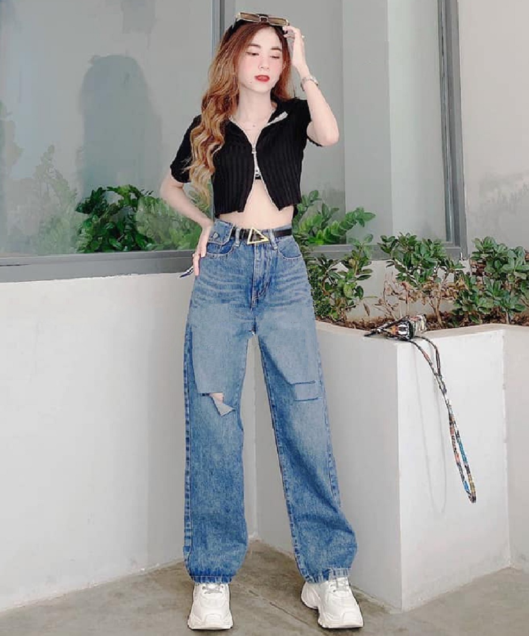 QUẦN BAGGY JEAN ỐNG RỘNG LƯNG CAO