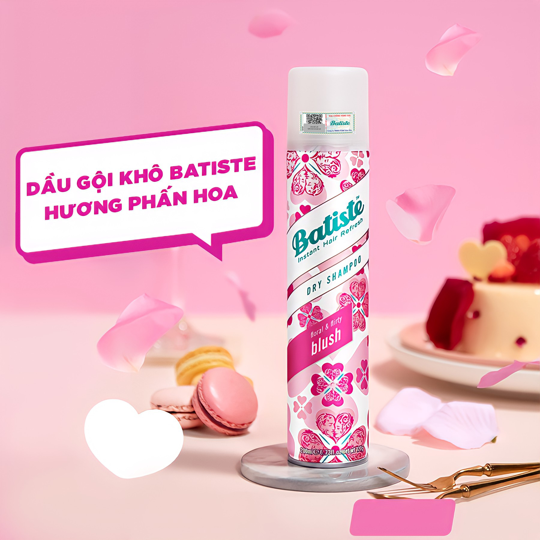 Dầu gội khô Batiste Dry Shampoo 200ml Hết Ngứa, Hết Bết Dính Tóc Bồng Bềnh Tức Thì