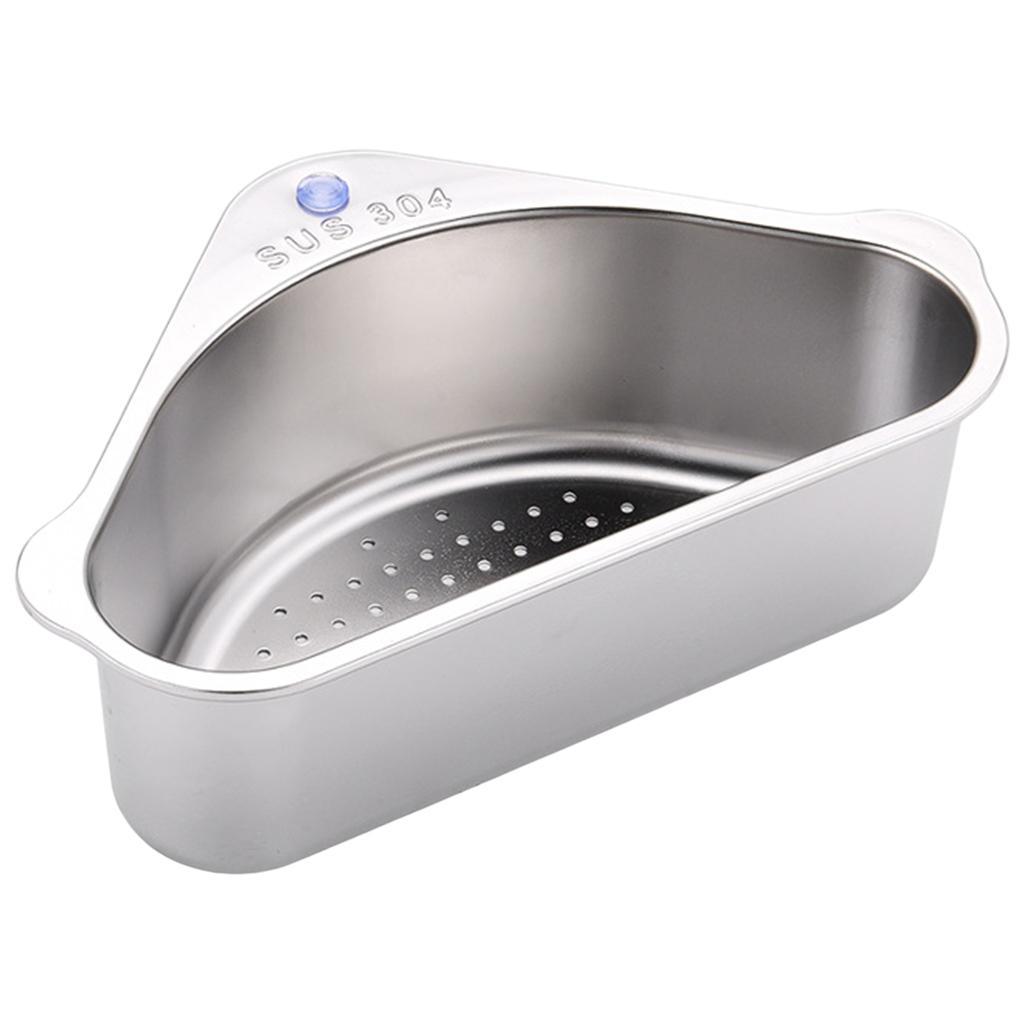 3X Stainless Steel Sink Drainage Basket with Suction Cup Corner Sink Strainer