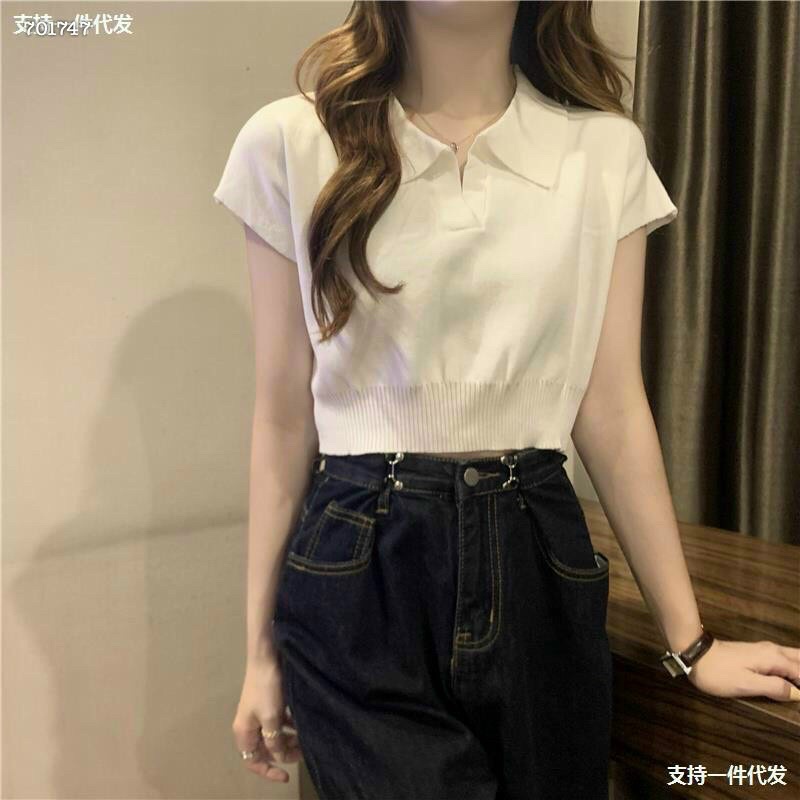 ÁO CROPTOP CỔ SƠ MI TAY NGẮN