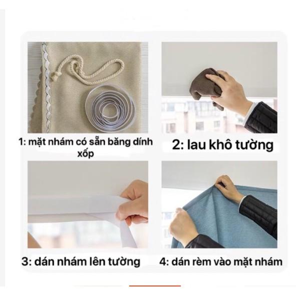 Rèm dán chống nắng màu trơn không cần thanh treo (nhiều size)