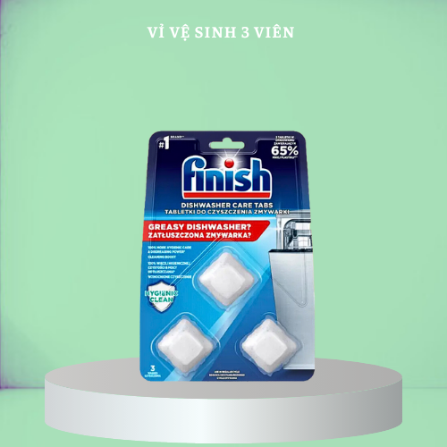 Combo viên vệ sinh máy rửa chén bát Finish vỉ 3 viên + Tinh dầu treo khử mùi máy rửa chén Finish
