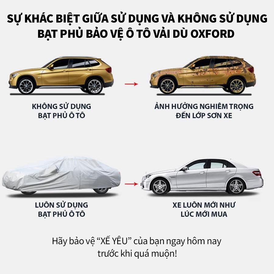 Bạt phủ xe ô tô 3 lớp thông minh, chất liệu vải dù oxford cao cấp, áo trùm bảo vệ xe 7 chỗ innova