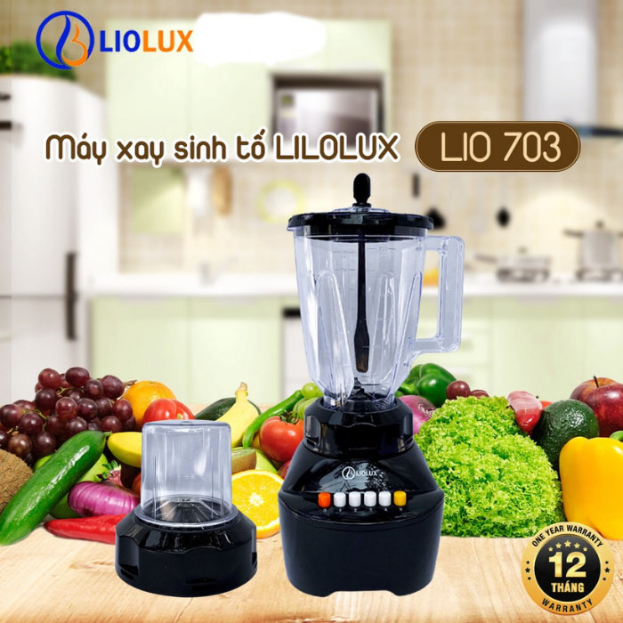 Máy Xay Sinh Tố Đa Năng Gia Đình Liolux LIO-703 Dung Tích 1.5L Xay Rau Củ Quả, Xay Đá Chuyên Biệt - Hàng chính hãng