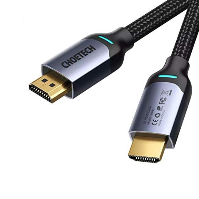 Dây Cáp Dù Lõi HDMI 2.1 8K 48Gbps, 4K 165Hz Dài 2M CHOETECH XHH01 Dùng Cho Tivi/ Máy Tính/ Playstation - Hàng Chính Hãng