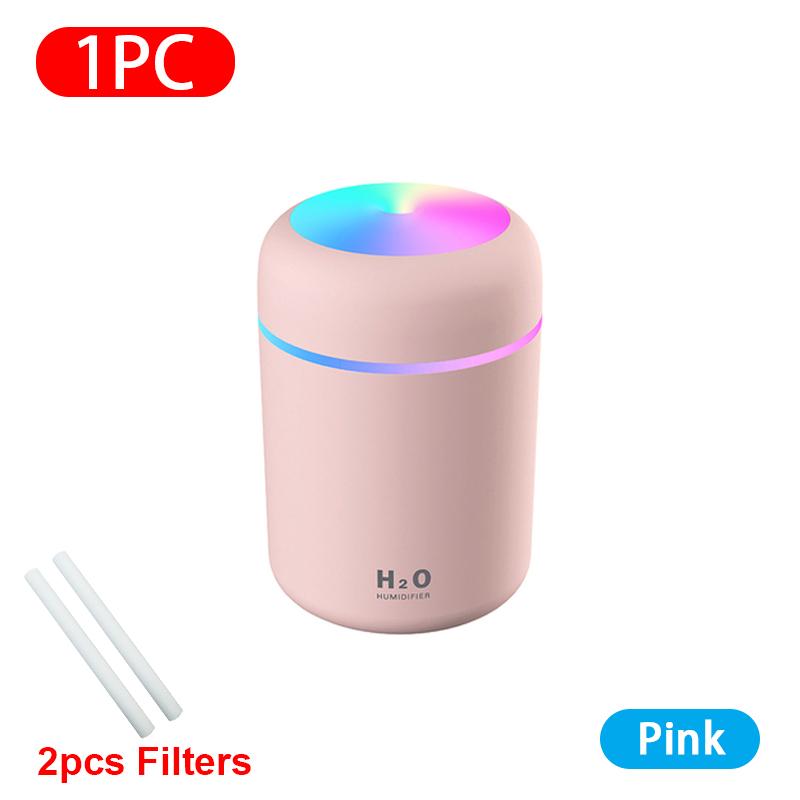 USB Máy Tạo Độ Ẩm Phun Sương Với Khí Quyển Light 300ML Làm Thơm Phòng Máy Khuếch Tán Tinh Dầu Tắt Tiếng Xe/Nhà/Văn Phòng Mini thoáng Mát Sương Máy Phun Sương Tạo Độ Ẩm