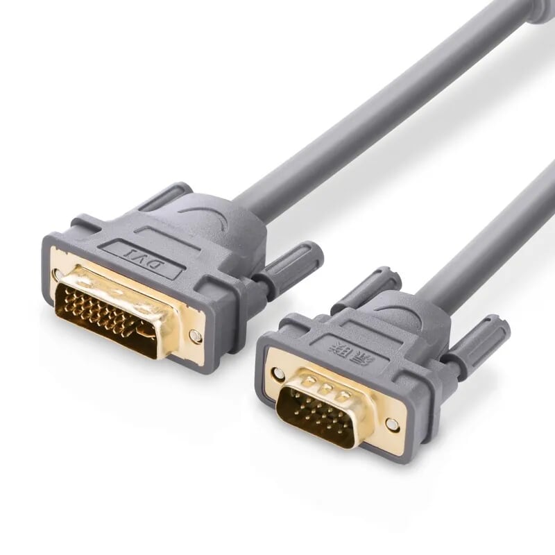Cáp chuyển đổi DVI 24+5dương sang VGA dương dài 2m màu xám UGREEN 11660DV104 Hàng chính hãng