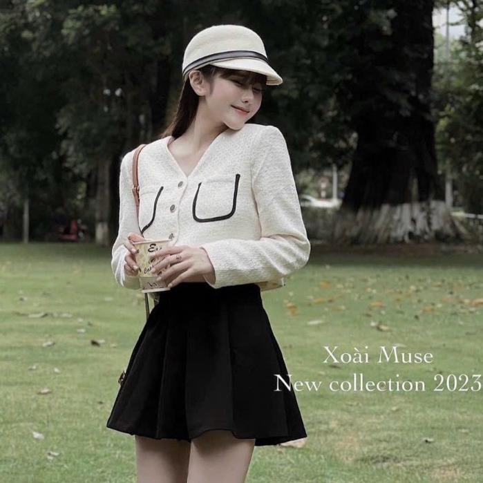 Set bộ nữ, Áo ren viền túi kèm chân váy chất áo dạ dày dặn Trendy Clothing