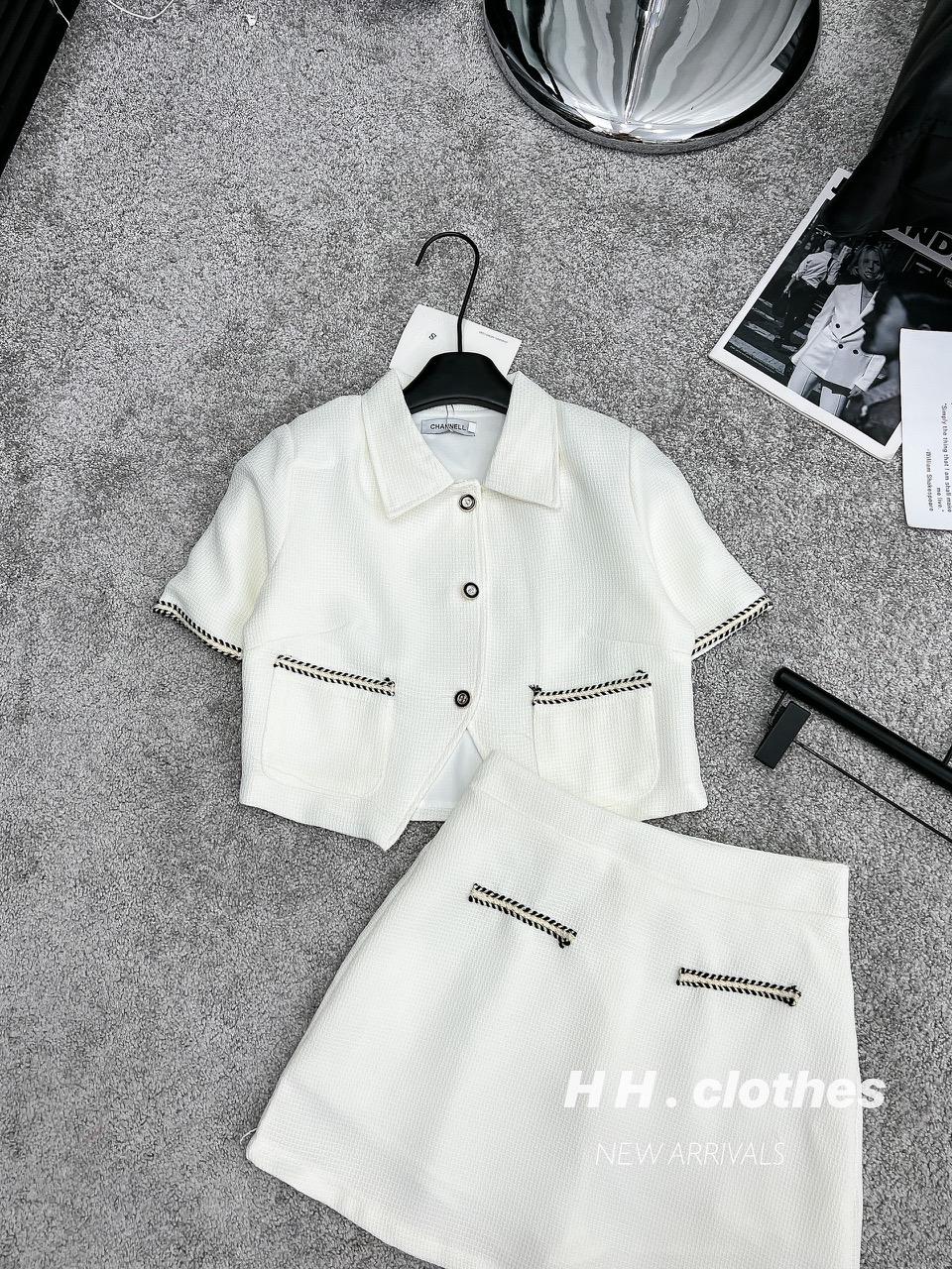 SET ĐI CHƠI, SET 2 MÓN ÁO DẠ KIỂU SƠ MI VIỀN TÚI PHỐI CHÂN VÁY CỰC HOT