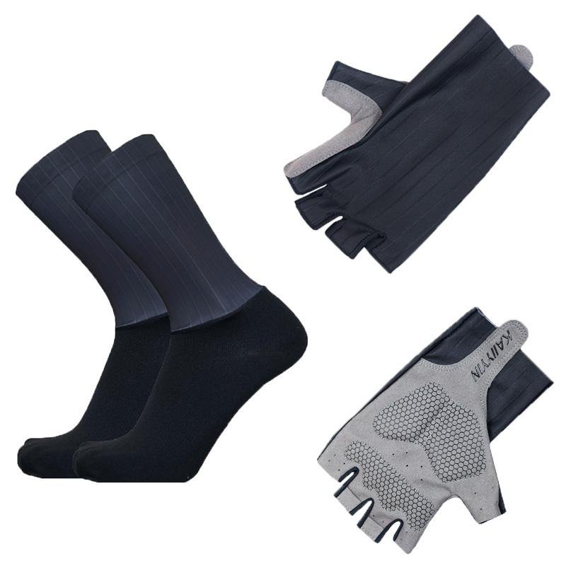 Đội xe đạp Aero mới Găng tay xe đạp và vớ kết hợp đàn ông nữ Găng tay xe đạp vớ không trượt ciclismo guates ciclismo Color: White Size: Glove Size m