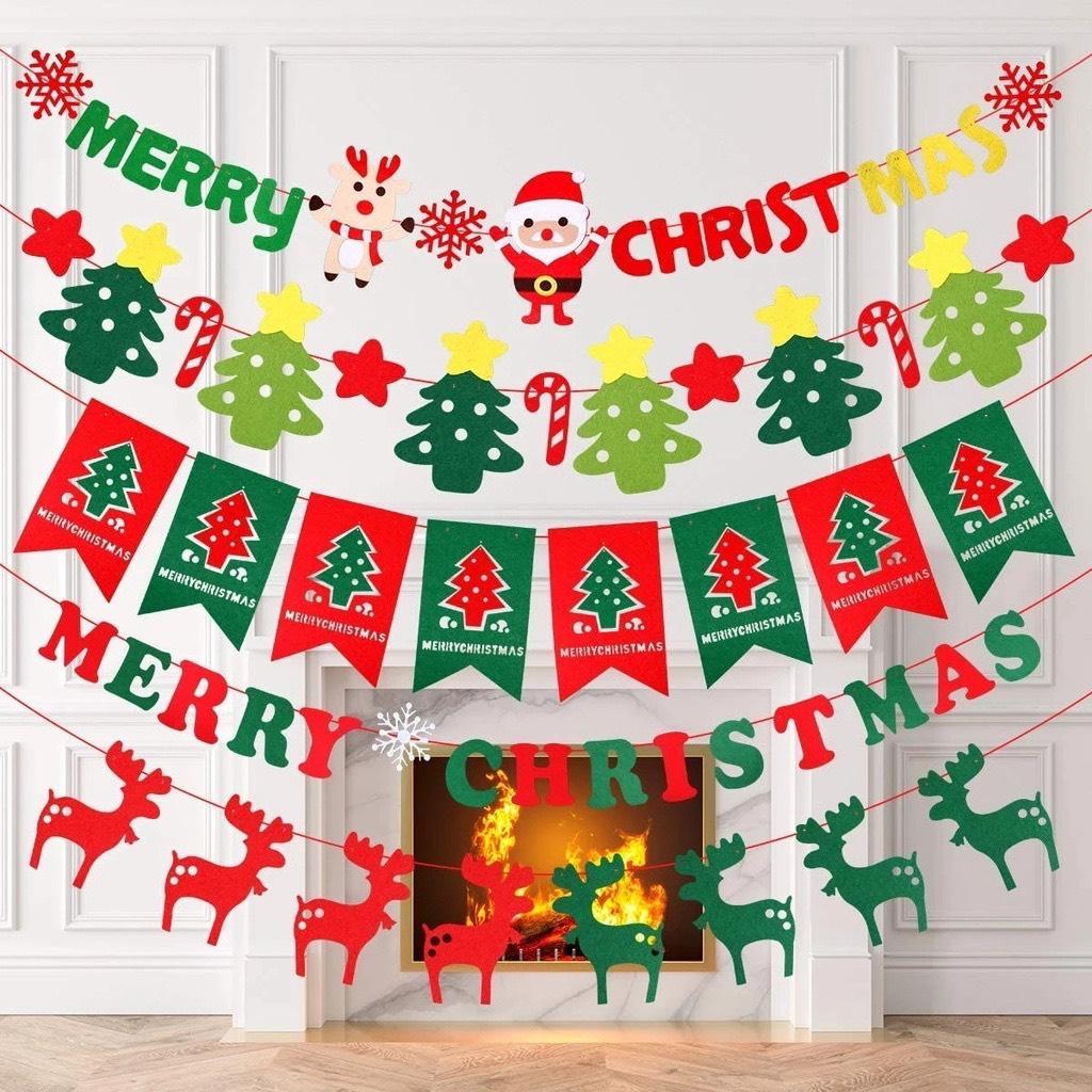 DÂY CỜ GIẤY TREO CHỮ MERRY CHRISTMAS PHỤ KIỆN TREO TRANG TRÍ NOEL NGÀY LỄ GIÁNG SINH