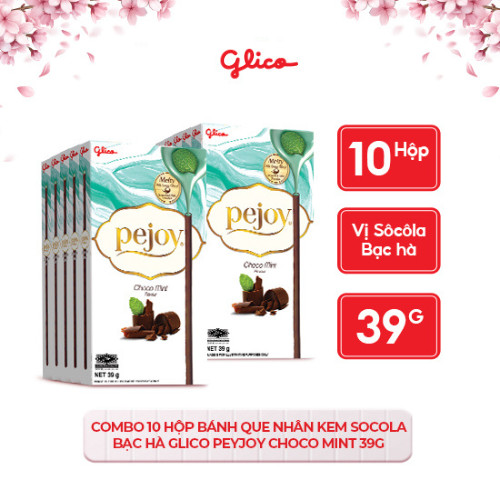 Bánh que nhân kem socola bạc hà GLICO Pejoy Choco Mint 39G (Combo 10)