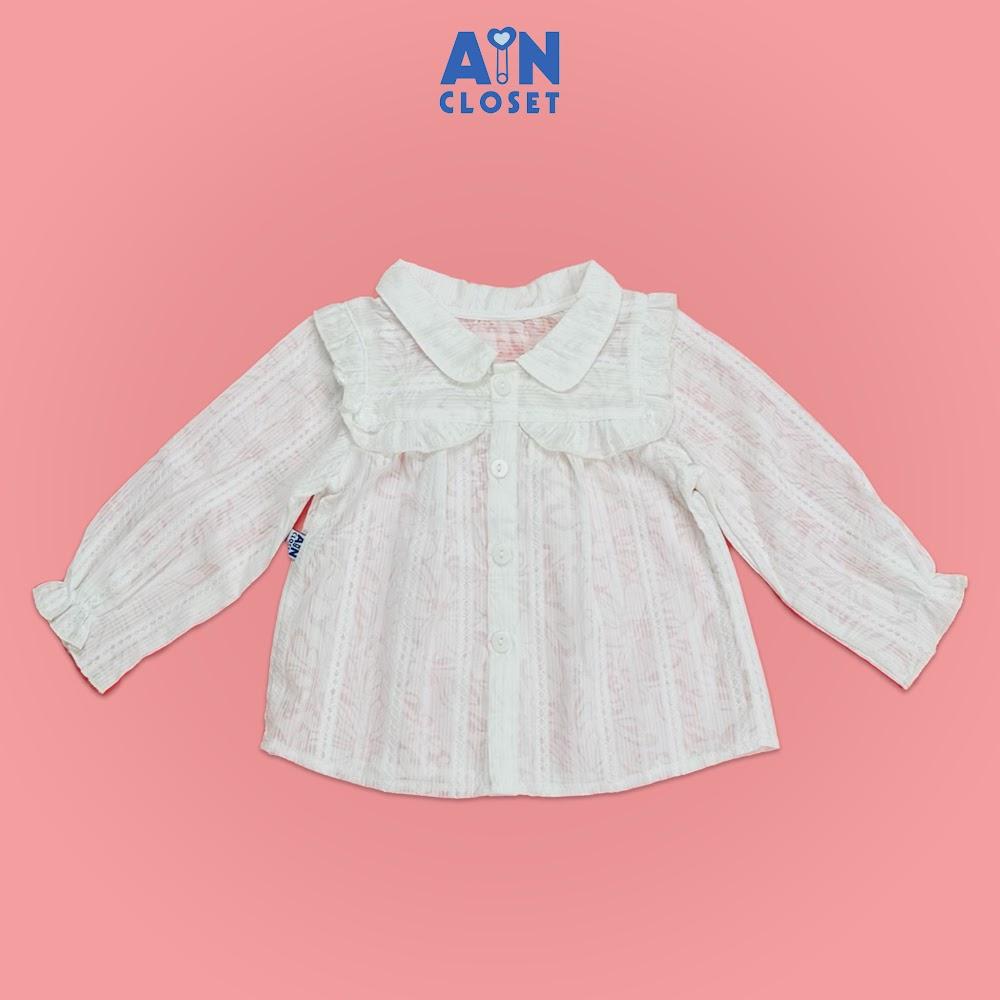 Áo Sơ mi Dài tay bé gái họa tiết Hoa Cánh bướm trắng cotton boi - AICDBGEXS0CH - AIN Closet