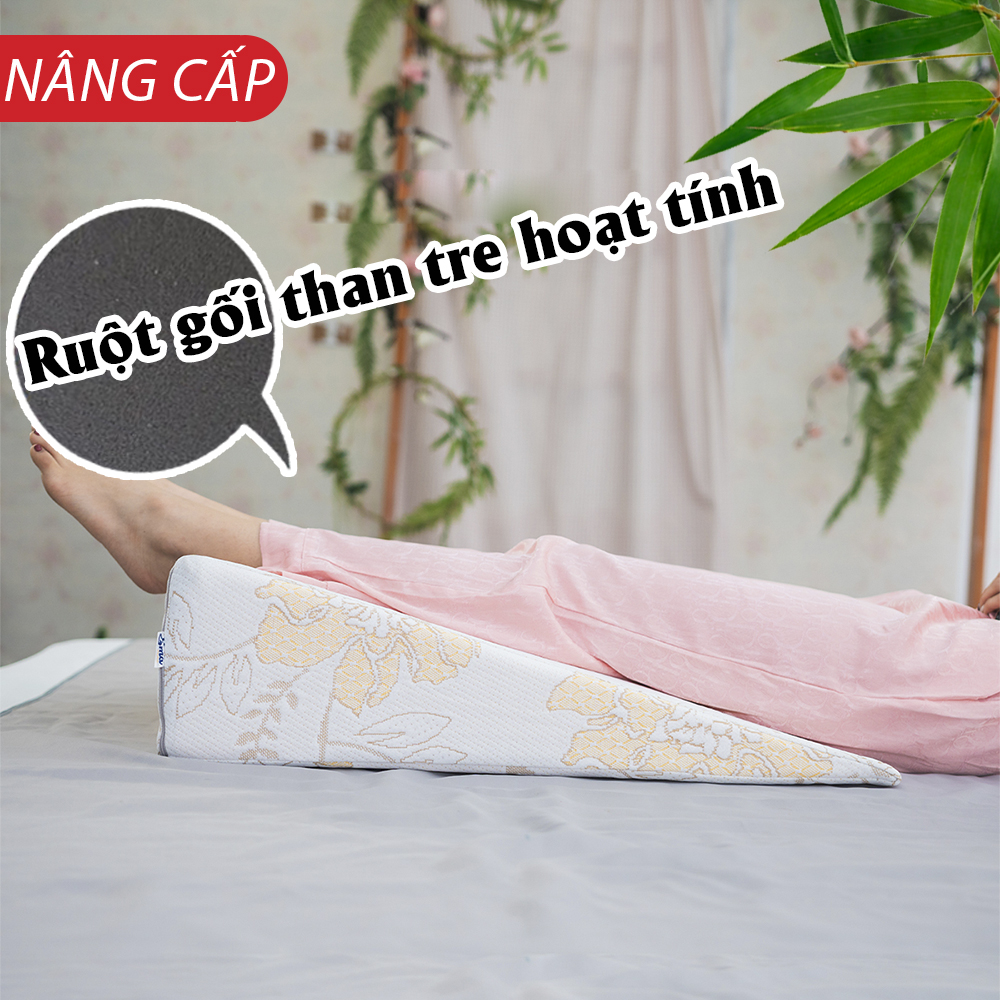 Gối chống suy giãn tĩnh mạch EMA KT 65x60x18cm thế hệ 2 - giúp giảm sưng, phù nề, chuột rút, vọp bẻ do suy giãn tĩnh mạch