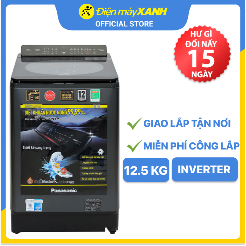 Máy giặt Panasonic Inverter 12.5 Kg NA-FD125V1BV - Hàng chính hãng - Giao hàng toàn quốc