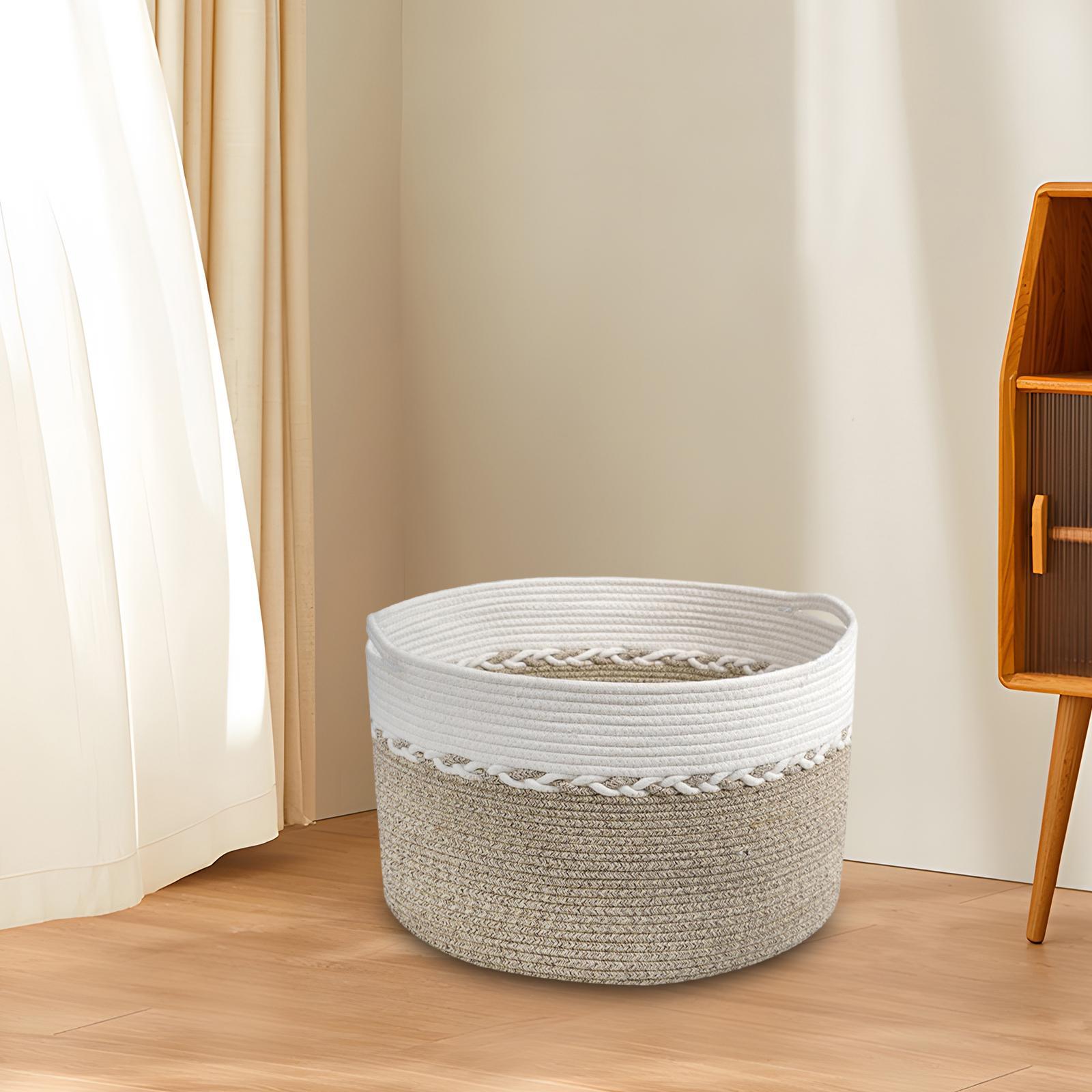 Bathroom Woven Laundry Basket Baby Toy Hamper Foldable Multipurpose Desktop Organizer Basket for Pillows Bed Sheets Shoes