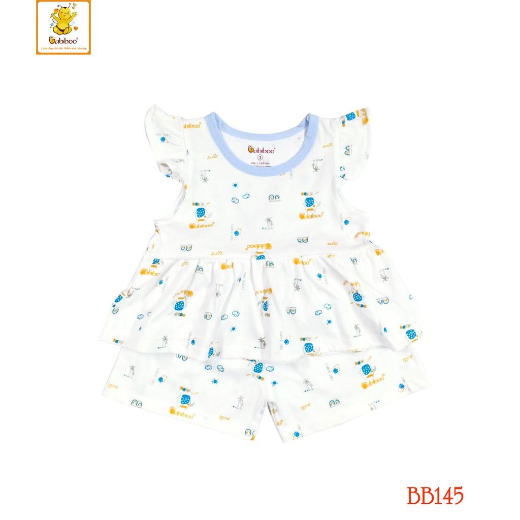 Bộ cotton bé gái cánh tiên in hình đáng yêu BABIBOO – BB145