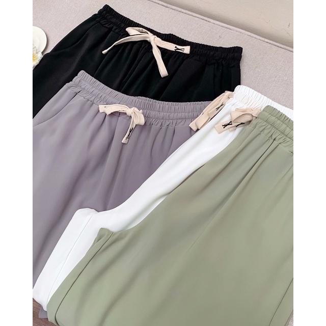 Quần culottes suông nữ tăm dài rút dây bụng 72q08 by germe