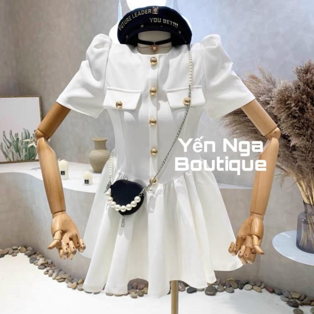 Đầm váy nữ tiểu thư đính nút đuôi cá sang chảnh, xinh xắn dành cho các nàng đi chơi, dạo phố hoặc dự tiệc