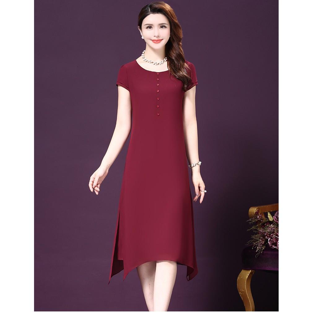LB-19 ĐẦM SUÔNG TRUNG NIÊN TAY NGẮN PHỐI NÚT - HÀNG BIGSIZE