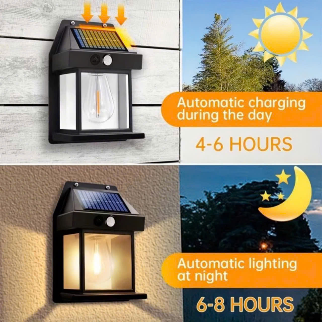 Đèn sân vườn năng lượng mặt trời cảm biến chuyển động, cảm biến ánh sáng tự động bặt tắt, đèn mặt trời 3 chế độ