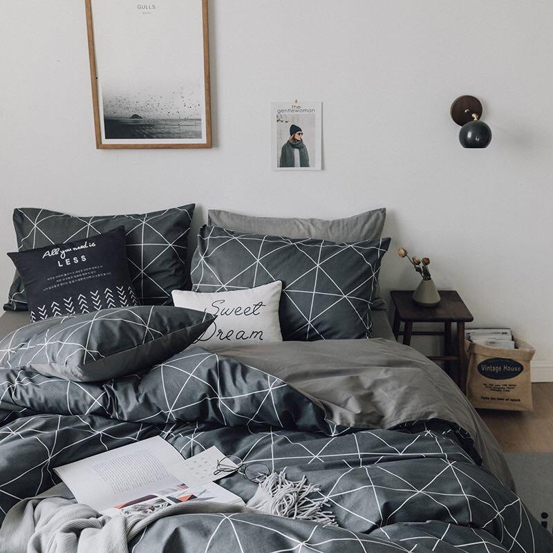 Bộ Chăn Ga Gối Cotton Living HIN BEDDING, Chăn Ga Gối Cotton 100% Cao Cấp Mềm Mịn Thấm Hút Mồ Hôi, Drap Giường Đủ Size