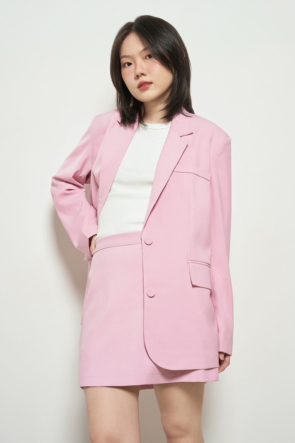 DOTTIE - Áo vest dáng rộng cài khuy - Hồng da - T0700