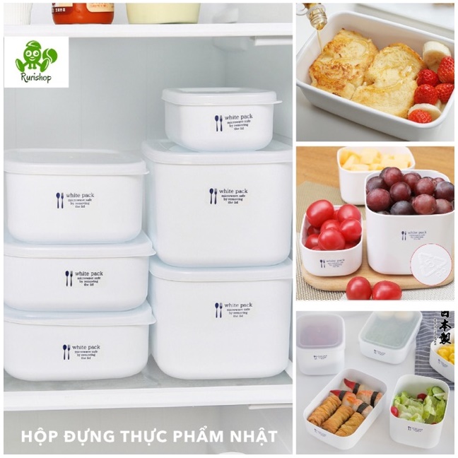 Hộp đựng thực phẩm Nakaya White Pack có nắp gioăng silicon - Nội địa Nhật Bản