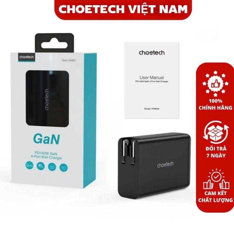 Hình ảnh Củ sạc nhanh GAN 140w đa năng chân cắm có thể gấp gọn và thay đổi CHOETECH PD6005 (Hàng chính hãng)