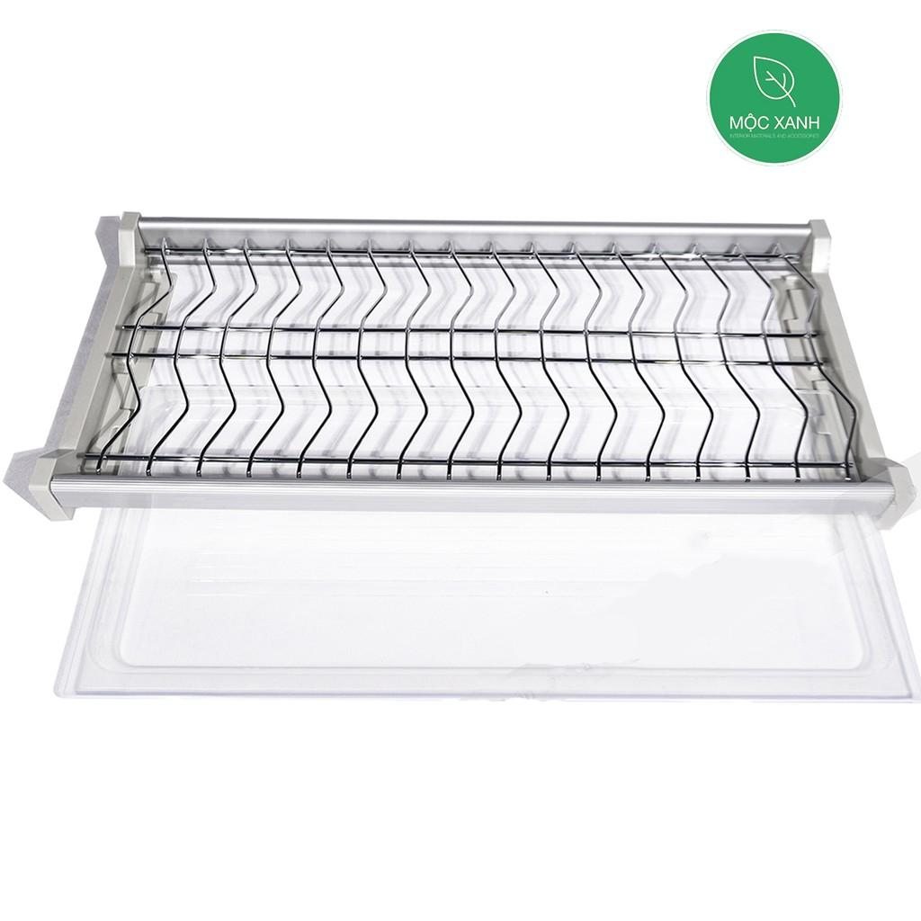 Giá bát đĩa Inox bóng cao cấp tủ trên nan tròn 2 tầng