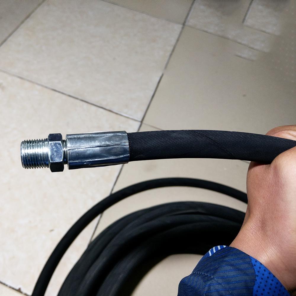 Dây rửa xe cao áp 2 lõi thép phi 8 dây trơn 5/16 đã ép cốt ren 17mm ở 2 đầu dây dài 15 mét