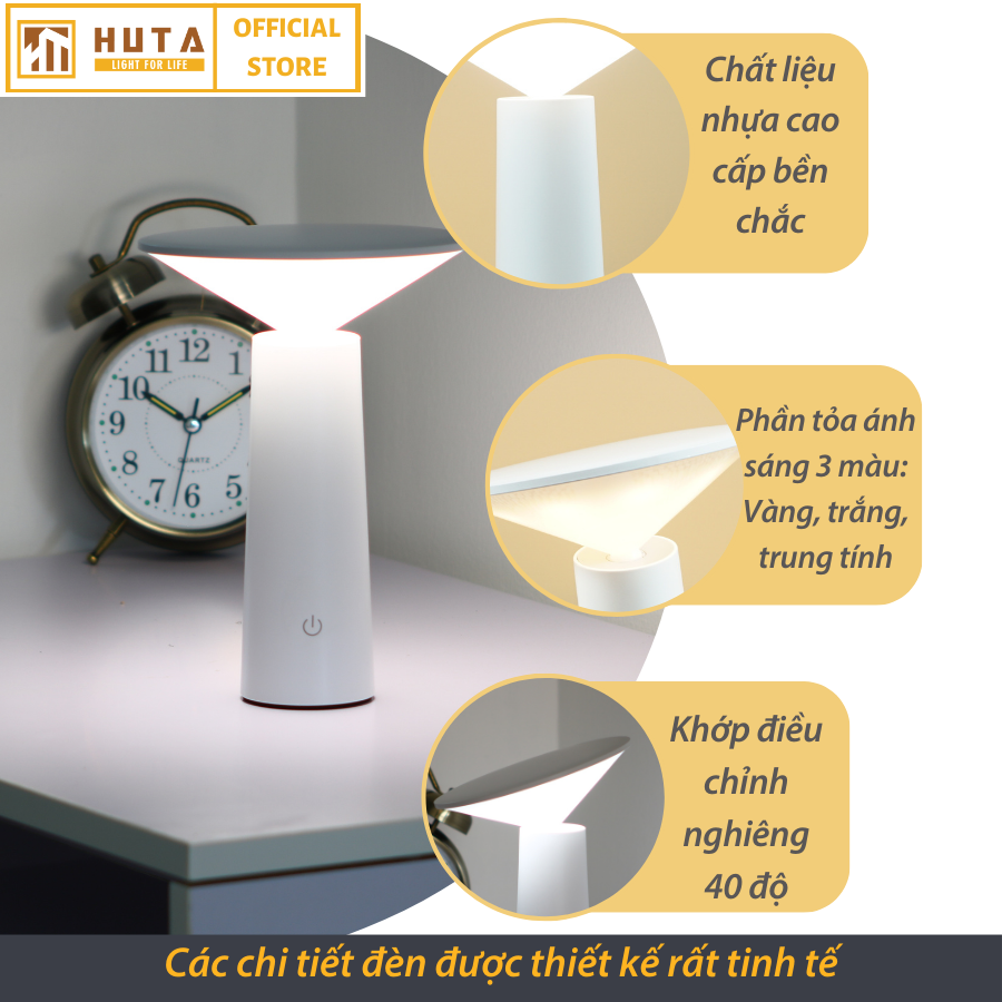 Đèn Bàn Led Quán Bar Nhà Hàng HUTA CHOP1 Cảm Ứng Điều Chỉnh Ánh Sáng Trang Trí Quán Cà Phê, Phòng ăn, Lounge, Sự Kiện