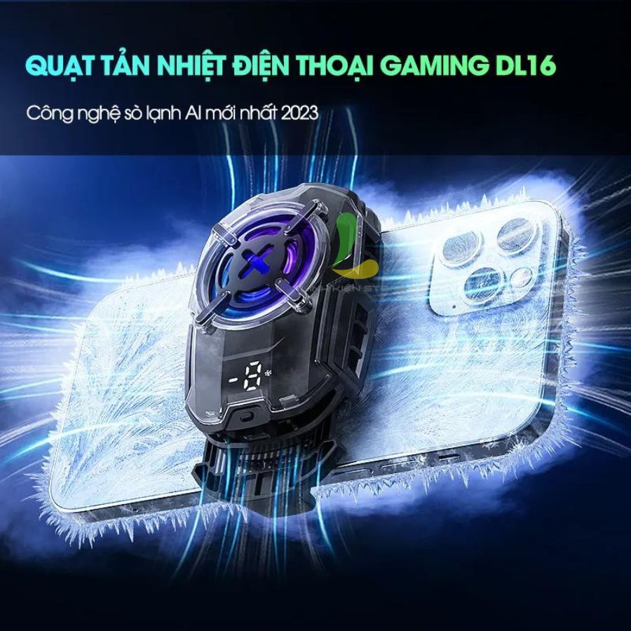 Quạt tản nhiệt điện thoại Memo DL16 sò lạnh - Quạt gaming hạ nhiệt công suất 27W có led RGB công nghệ AI - Hàng nhập khẩu