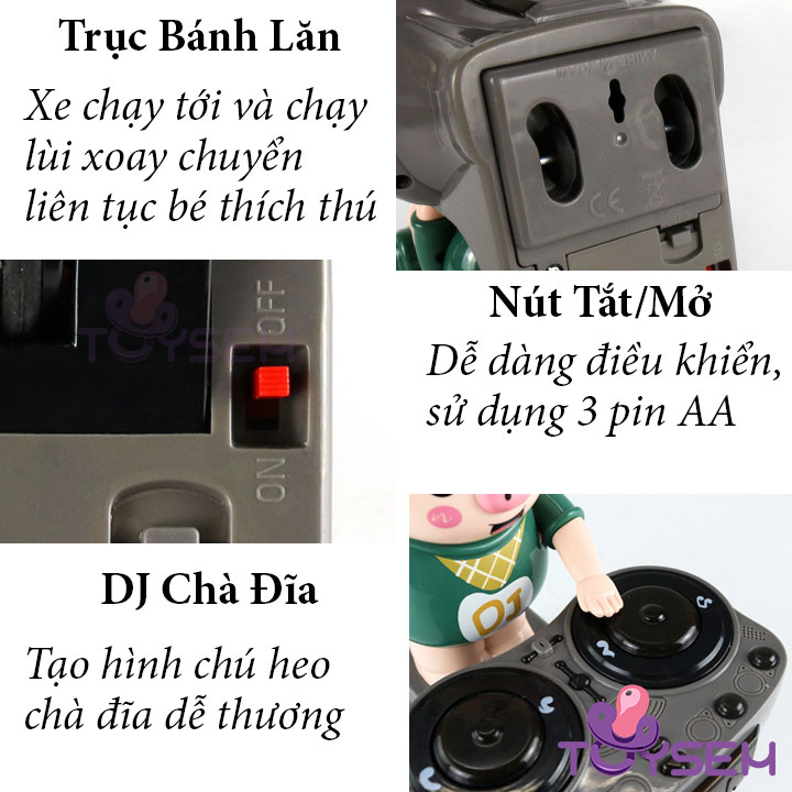 Đồ chơi trẻ em heo DJ đánh nhạc nhún nhảy có đèn led 4 bài hát - Đồ chơi âm nhạc - Quà tặng sinh nhật cho bé trai, bé gái cute