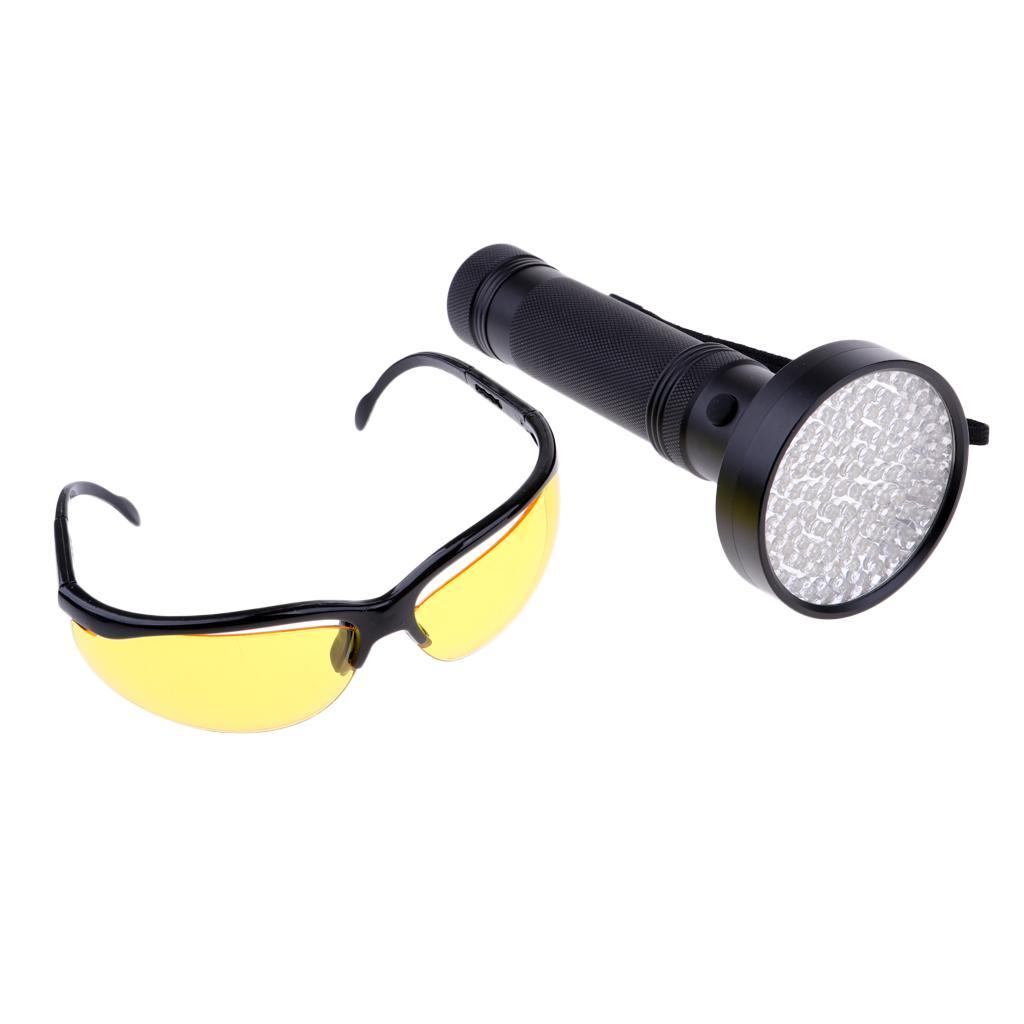 100 LED UV Blacklight Lamp LED Flashlight Counterfeit Torch Lamp with Goggle