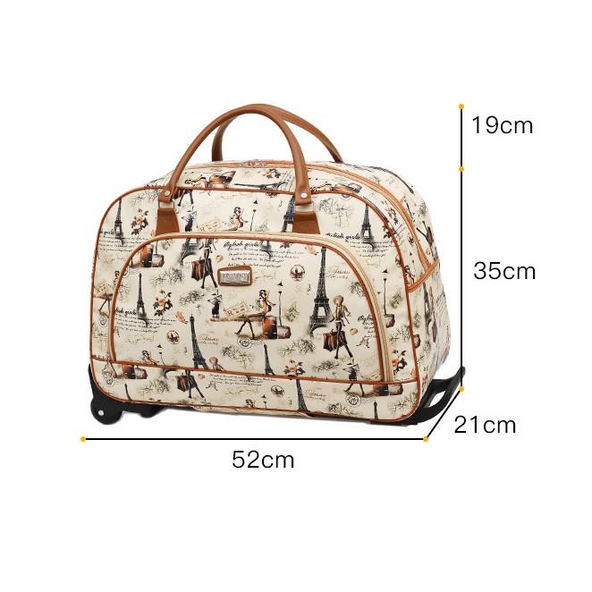 Túi kéo du lịch có bánh xe da pu cao cấp họa tiết size 20 inch hàng cao cấp TK-MAU2