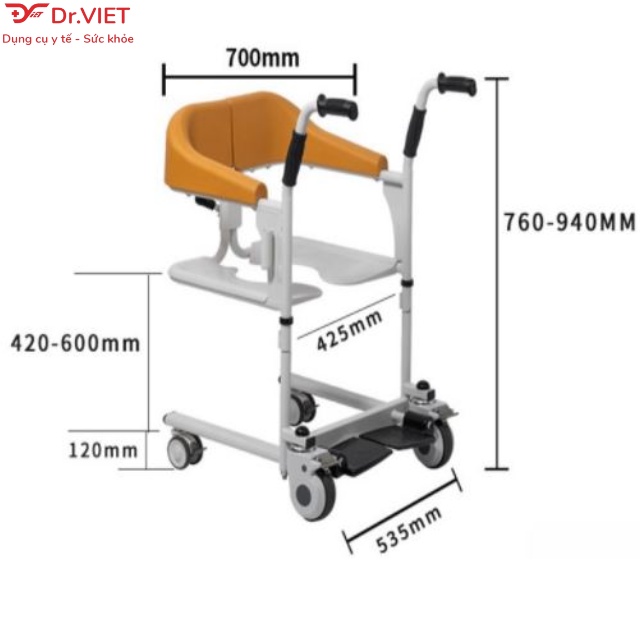 Xe di chuyển bệnh nhân LUCASS ECLIP X2 Chính hãng- Hỗ trợ việc đi lại cho người bệnh, có bô vệ sinh