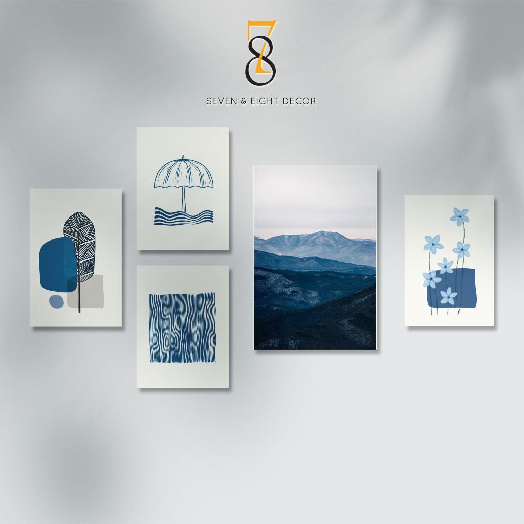 Bộ 05 Tranh Xanh Dương Dịu Mát