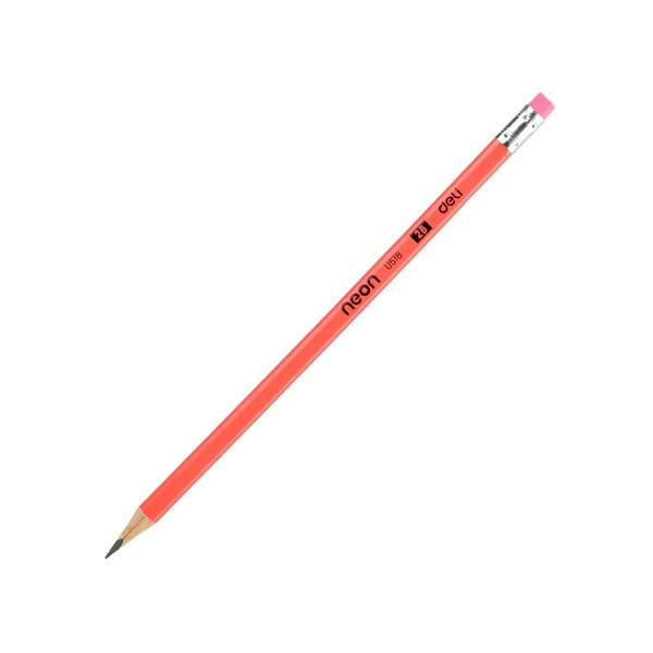 Bút Chì Gỗ Deli Neon 2B EU51800 - Màu Đỏ