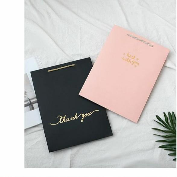 Túi giấy đựng quà tặng size lớn 25*12*33cm đơn sắc In chữ Thank you / Best with you sang trọng (Q227