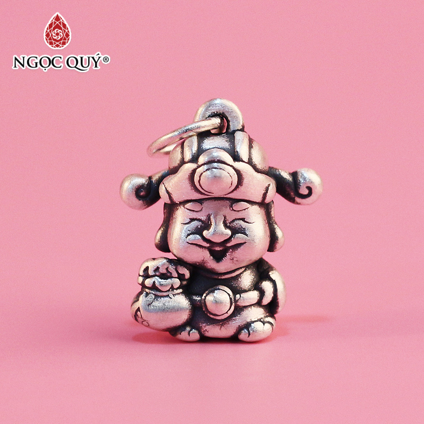 Charm treo bạc 3D thần tài may mắn - Ngọc Quý Gemstones
