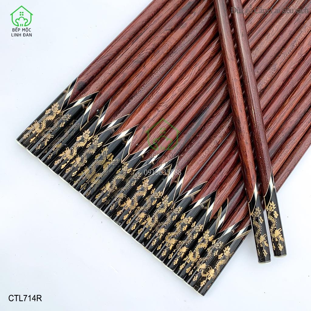 Đũa Cẩm đầu 3D Rồng vàng_Tượng trưng cho sự Thịnh vượng_Bộ 10 đôi tặng hộp